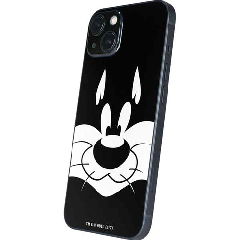 Looney Tunes Sylvester the Cat Black and White iPhone 15 Plus Skin