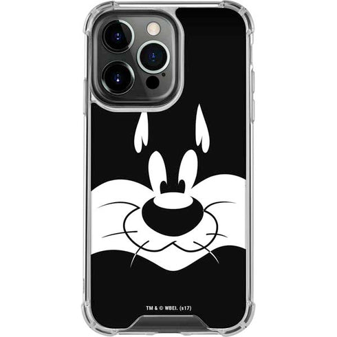 Looney Tunes Sylvester the Cat Black and White iPhone 15 Pro Clear Case