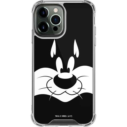 Looney Tunes Sylvester the Cat Black and White iPhone 15 Pro Max Clear Case