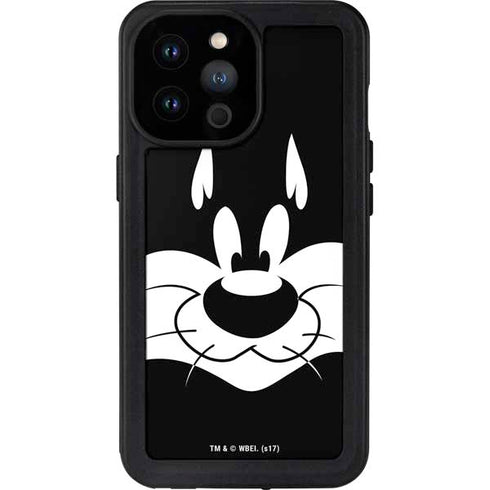 Looney Tunes Sylvester the Cat Black and White iPhone 14 Pro Max Waterproof Case