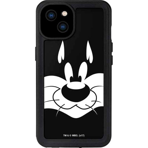 Looney Tunes Sylvester the Cat Black and White iPhone 15 Plus Waterproof Case