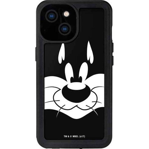 Looney Tunes Sylvester the Cat Black and White iPhone 15 Waterproof Case