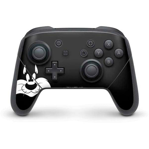 Looney Tunes Sylvester the Cat Black and White Nintendo Switch Pro Controller Skin
