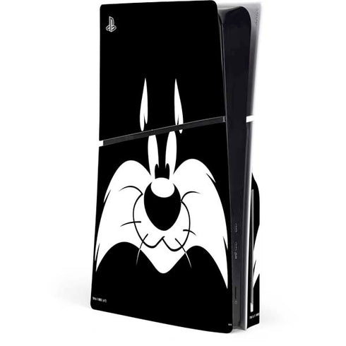 Looney Tunes Sylvester the Cat Black and White PS5 Slim Disk Console Skin