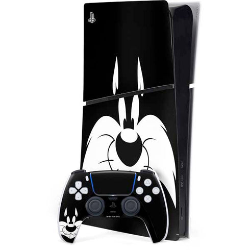 Looney Tunes Sylvester the Cat Black and White PS5 Slim Digital Edition Console Skin