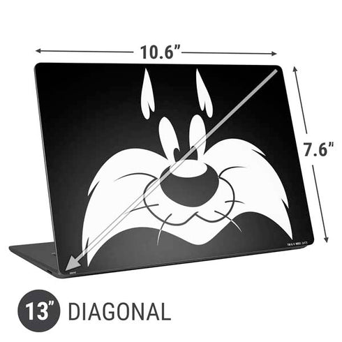Looney Tunes Sylvester the Cat Black and White Universal Laptop 13in (10.6 x 7.6in) Skin