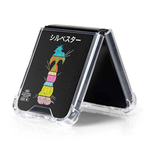 Looney Tunes Sylvester the Cat Sliced Juxtapose Galaxy Z Flip5 5G Clear Case