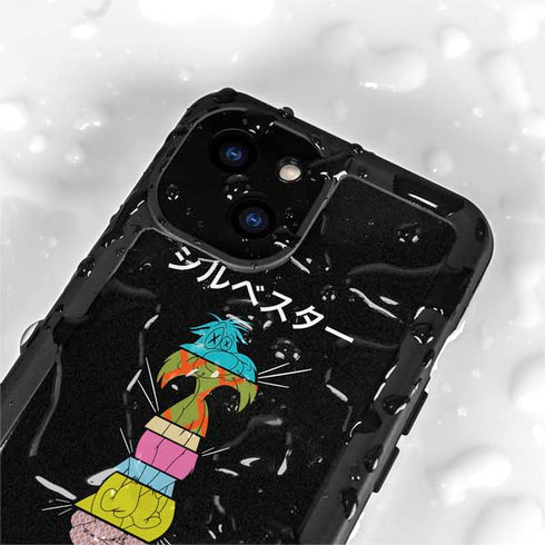 Looney Tunes Sylvester the Cat Sliced Juxtapose iPhone 15 Waterproof Case