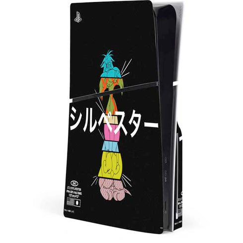 Looney Tunes Sylvester the Cat Sliced Juxtapose PS5 Slim Disk Console Skin