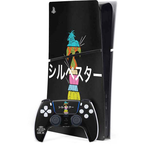 Looney Tunes Sylvester the Cat Sliced Juxtapose PS5 Slim Digital Edition Console Skin