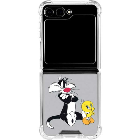 Looney Tunes Sylvester Tweety Bird Crossed Arms Galaxy Z Flip5 5G Clear Case
