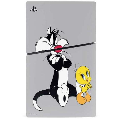 Looney Tunes Sylvester Tweety Bird Crossed Arms PS5 Slim Disk Console Skin