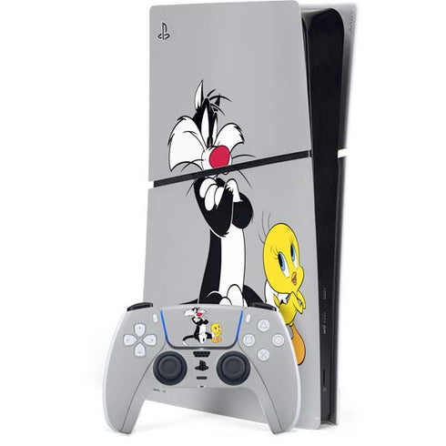 Looney Tunes Sylvester Tweety Bird Crossed Arms PS5 Slim Digital Edition Console Skin