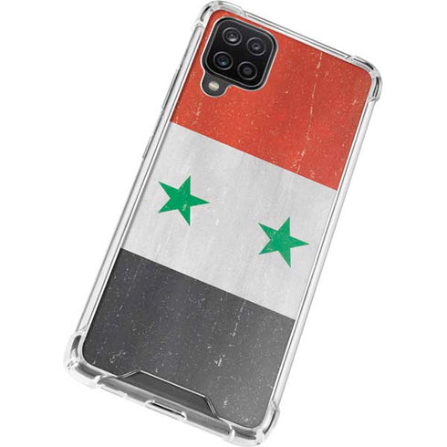 Syria Flag Distressed Galaxy A12 Clear Case