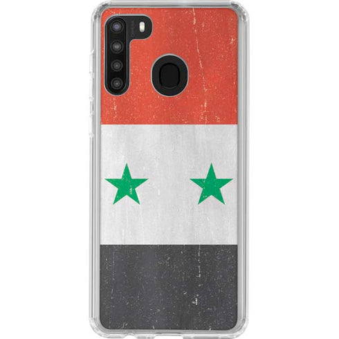 Syria Flag Distressed Galaxy A21 Clear Case