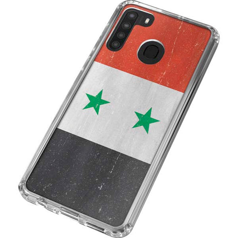 Syria Flag Distressed Galaxy A21 Clear Case