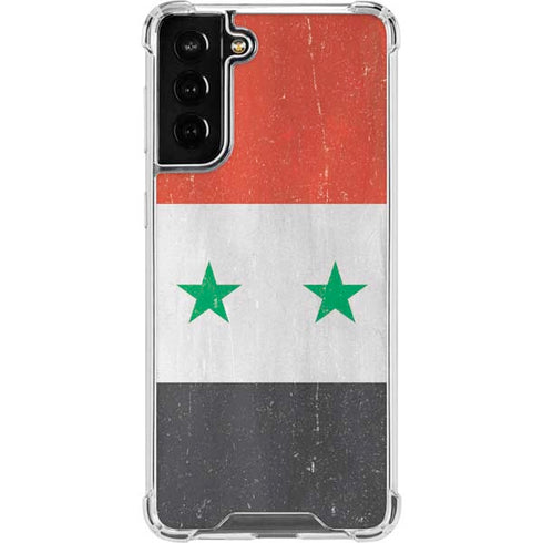 Syria Flag Distressed Galaxy S21 FE Clear Case