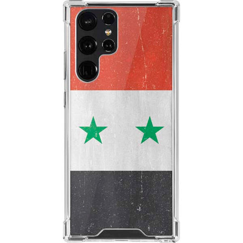Syria Flag Distressed Galaxy S22 Ultra Clear Case