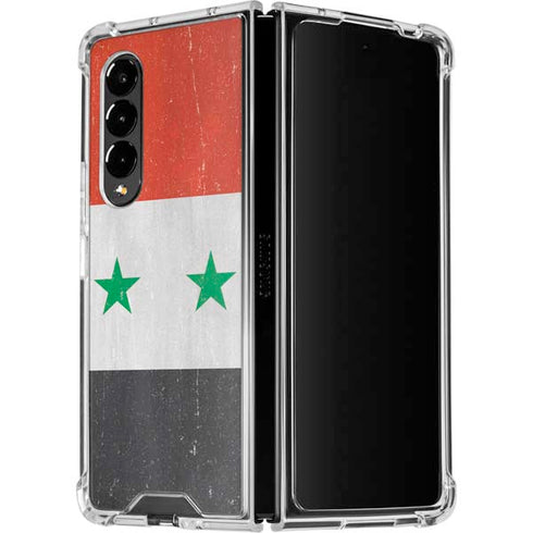 Syria Flag Distressed Galaxy Z Fold4 5G Clear Case