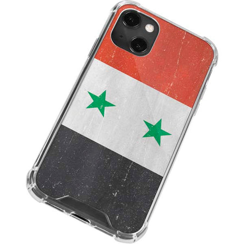 Syria Flag Distressed iPhone 14 Plus Clear Case