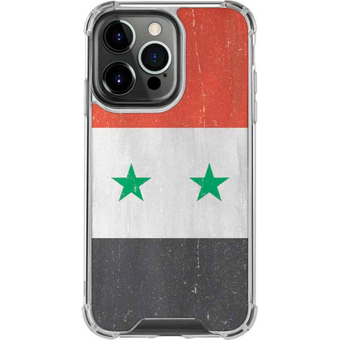 Syria Flag Distressed iPhone 14 Pro Clear Case