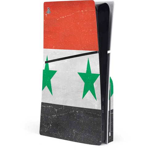 Syria Flag Distressed PS5 Slim Disk Console Skin