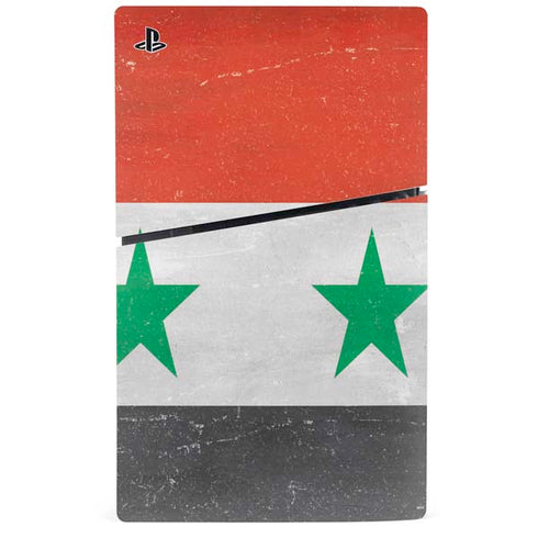 Syria Flag Distressed PS5 Slim Digital Edition Bundle Skin