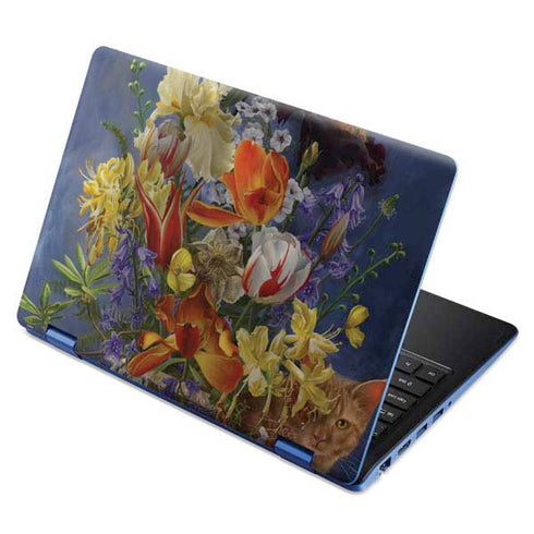Tabby Cat with Flowers by Nene Thomas Aspire R11 11.6in Skin