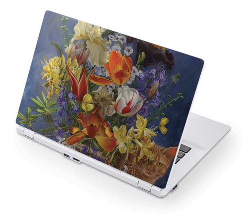 Tabby Cat with Flowers by Nene Thomas Acer Chromebook Skin