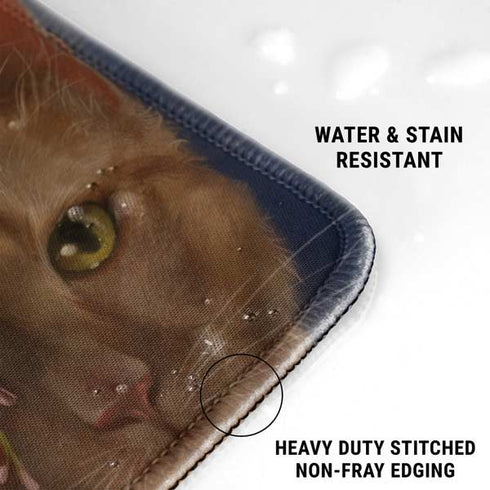 Tabby Cat with Flowers by Nene Thomas Gaming Mouse Pad