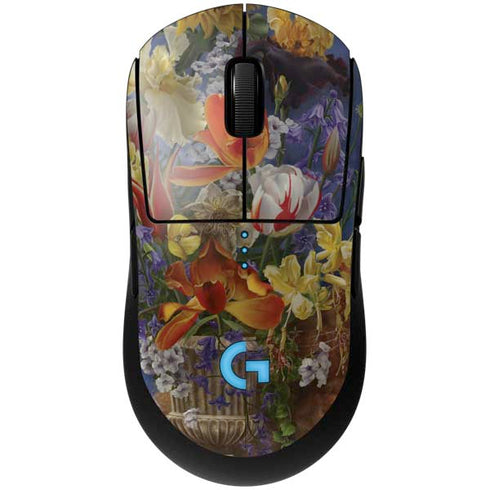 Tabby Cat with Flowers by Nene Thomas G Pro Wireless Gaming Mouse Skin