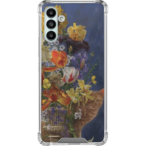 Tabby Cat with Flowers by Nene Thomas Galaxy A13 5G Clear Case