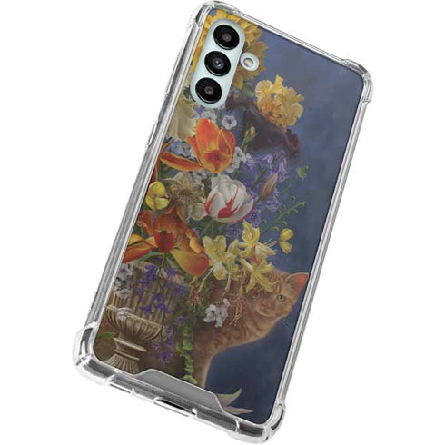 Tabby Cat with Flowers by Nene Thomas Galaxy A13 5G Clear Case