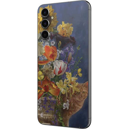 Tabby Cat with Flowers by Nene Thomas Galaxy A14 5G Skin