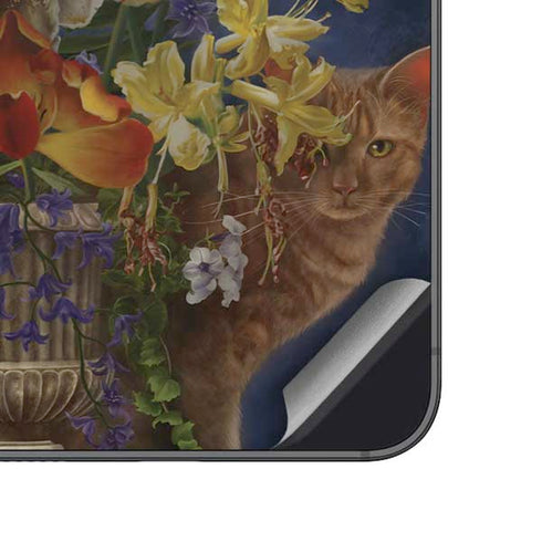 Tabby Cat with Flowers by Nene Thomas Galaxy A14 5G Skin