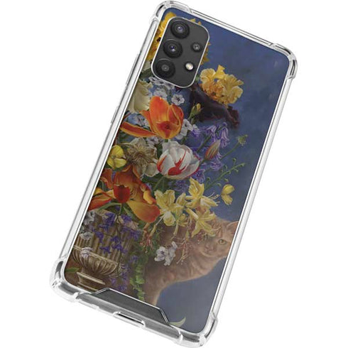Tabby Cat with Flowers by Nene Thomas Galaxy A32 5G Clear Case