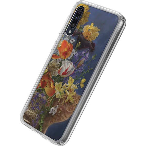 Tabby Cat with Flowers by Nene Thomas Galaxy A50 Clear Case