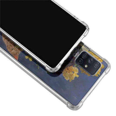 Tabby Cat with Flowers by Nene Thomas Galaxy A51 5G Clear Case