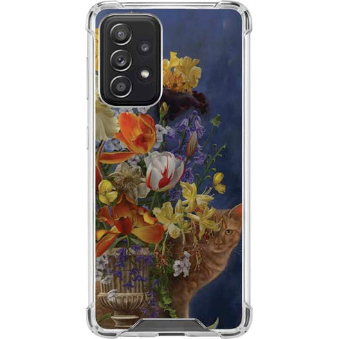 Tabby Cat with Flowers by Nene Thomas Galaxy A52 5G Clear Case