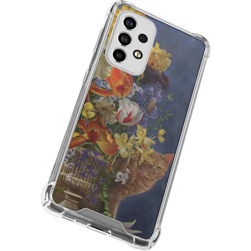 Tabby Cat with Flowers by Nene Thomas Galaxy A53 5G Clear Case