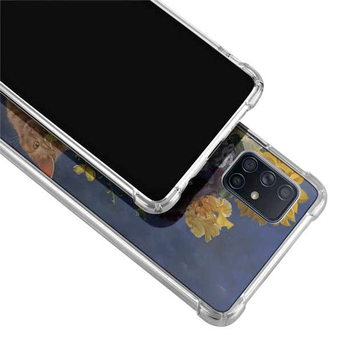 Tabby Cat with Flowers by Nene Thomas Galaxy A71 5G Clear Case