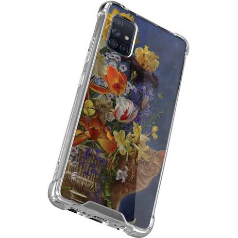 Tabby Cat with Flowers by Nene Thomas Galaxy A71 5G Clear Case