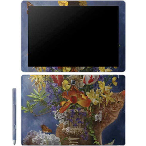 Tabby Cat with Flowers by Nene Thomas Galaxy Book 12in Skin