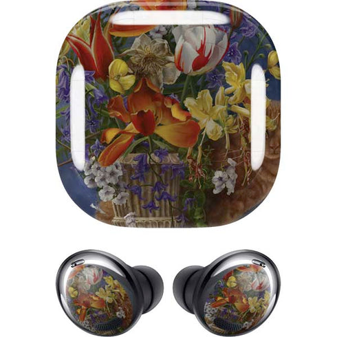 Tabby Cat with Flowers by Nene Thomas Galaxy Buds Pro Skin