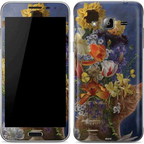 Tabby Cat with Flowers by Nene Thomas Galaxy J3 Skin