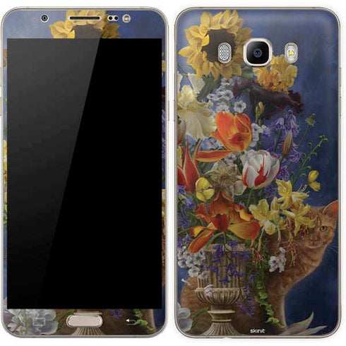 Tabby Cat with Flowers by Nene Thomas Galaxy J7 Skin
