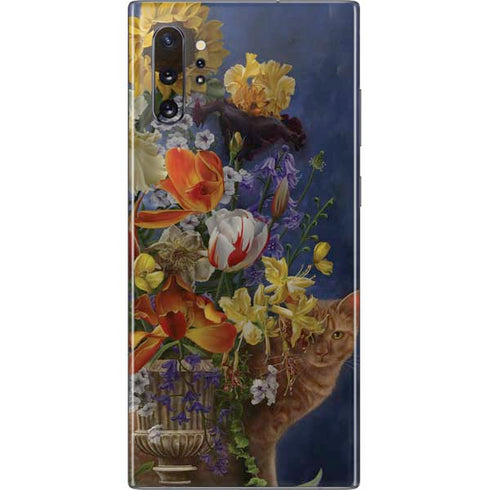 Tabby Cat with Flowers by Nene Thomas Galaxy Note 10 Plus Skin