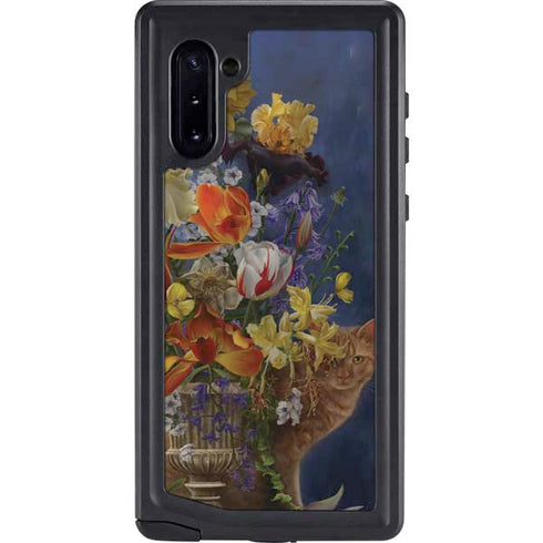 Tabby Cat with Flowers by Nene Thomas Galaxy Note 10 Waterproof Case