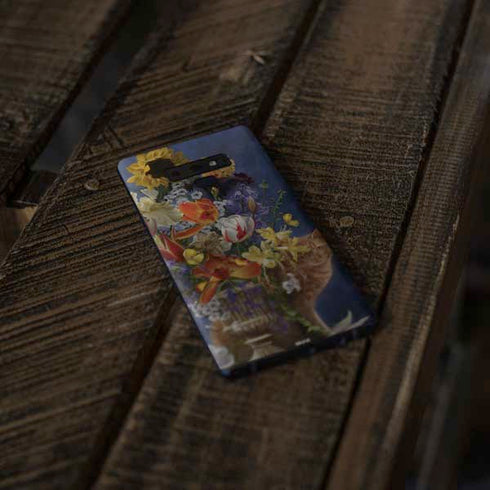 Tabby Cat with Flowers by Nene Thomas Galaxy Note 9 Skin