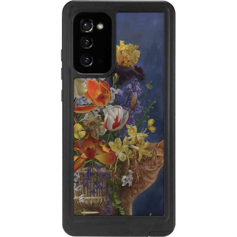 Tabby Cat with Flowers by Nene Thomas Galaxy Note20 5G Waterproof Case